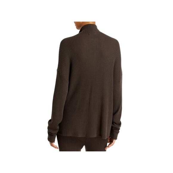 N: PHILANTHROPY Womens Zippered Waffle Knit Long Sleeve Sweatshirt - Picture 2 of 3